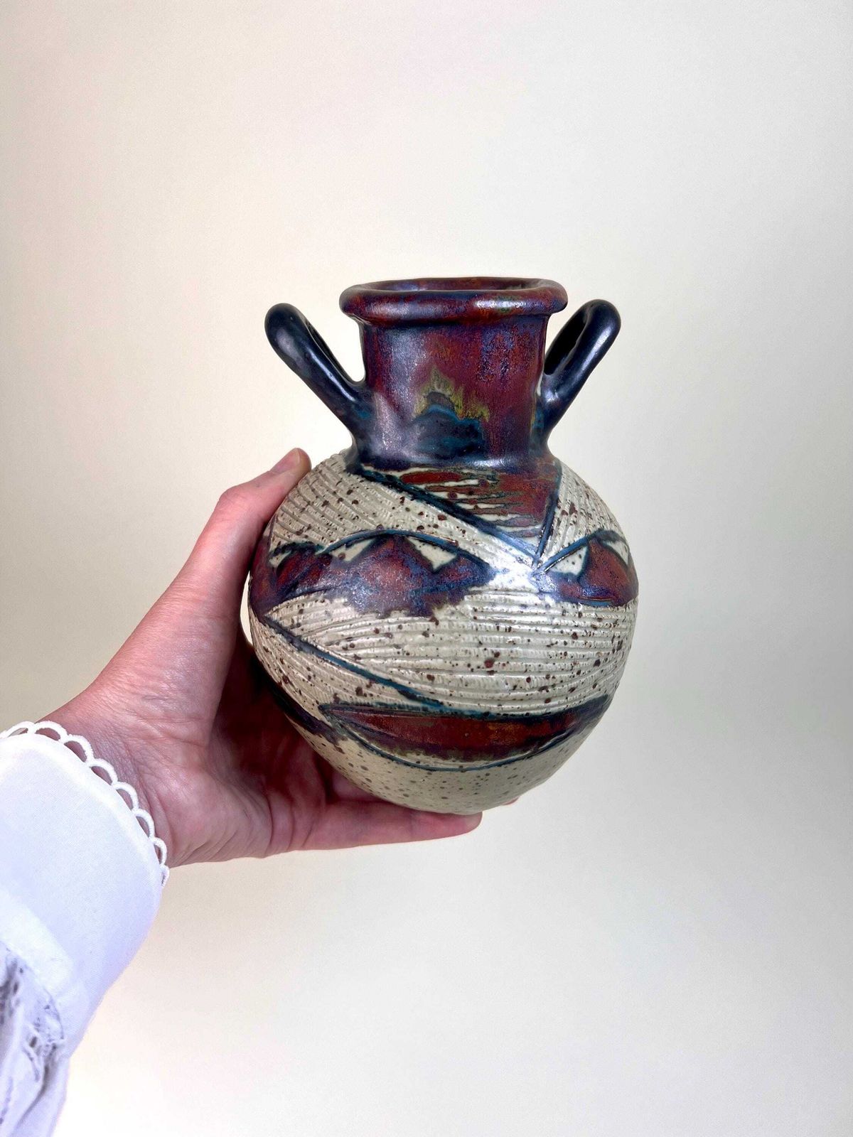 Rorkes Drift Studio Pottery, South Africa Handmade Pottery, Signed Ivy Molefe 1978, Rare Fine Art Ceramic, Zulu Pottery Collection, Folk Art photo for sale