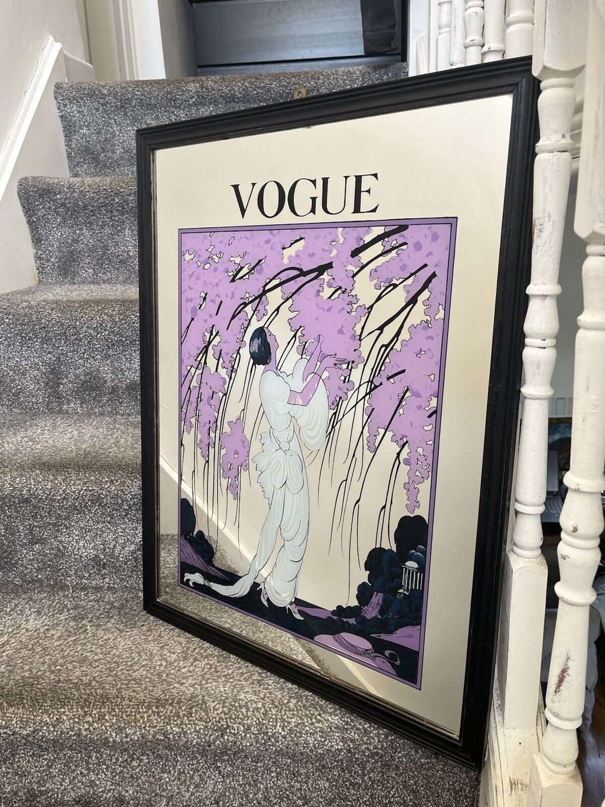 Large Vintage Vogue Magazine 1919 Cherry Blossom Cover Picture Mirror Art Deco photo furniture