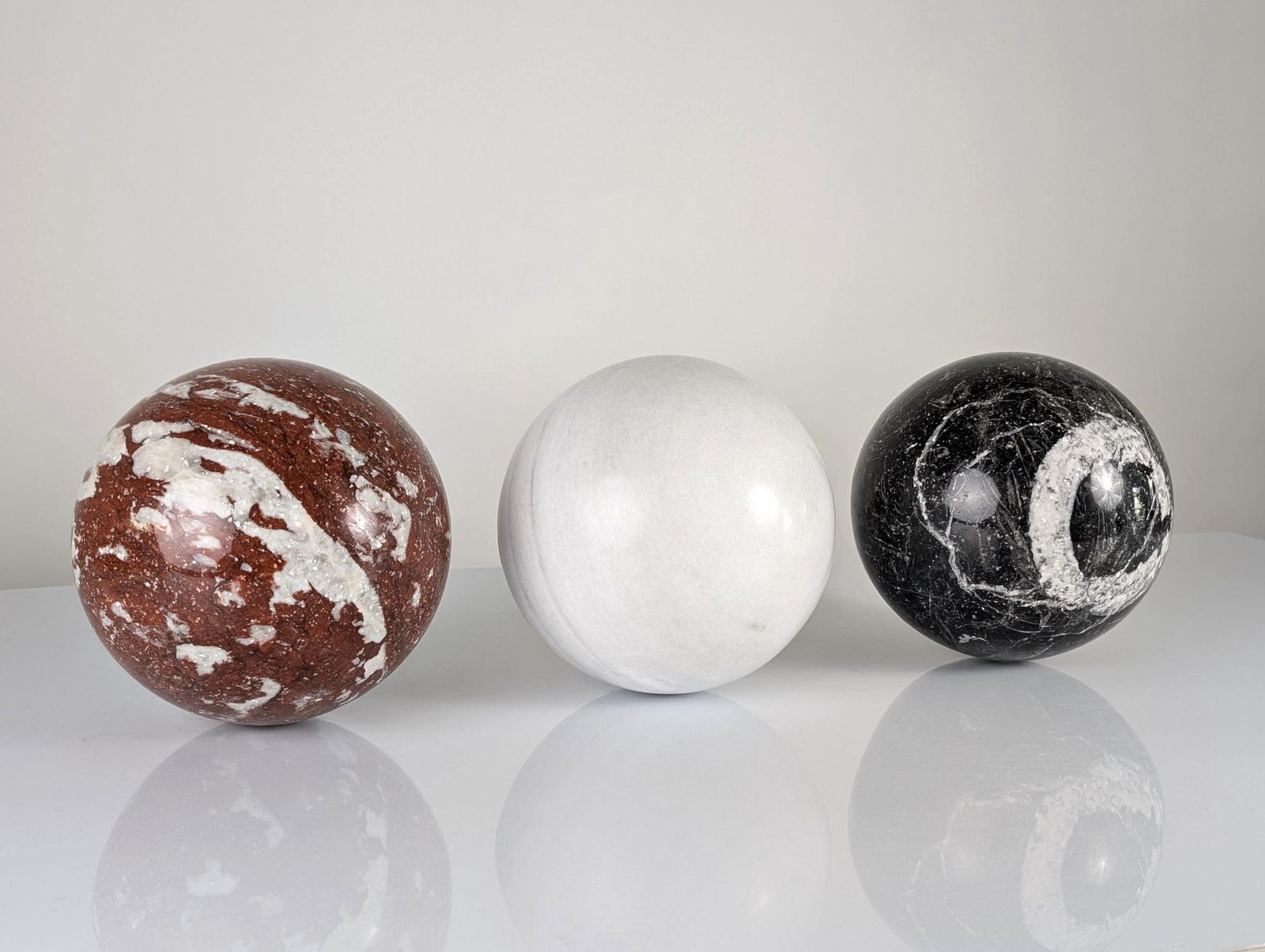 Italian Table With Tricolor Marble Spheres, 1990s photo Furniture