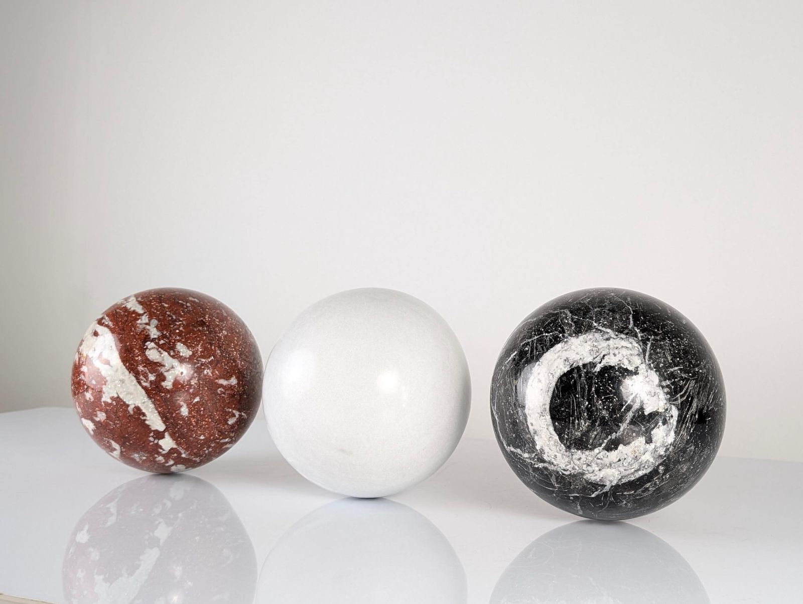 Italian Table With Tricolor Marble Spheres, 1990s photo vintage
