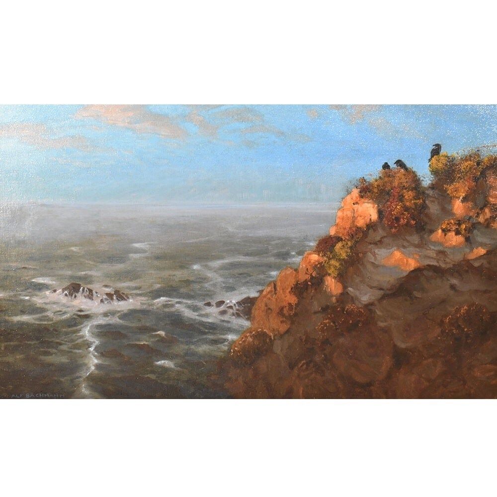 Antique Painting, Marine Painting, Large Marina With Black Ravens, 20th Century. (Qm606) photo furniture