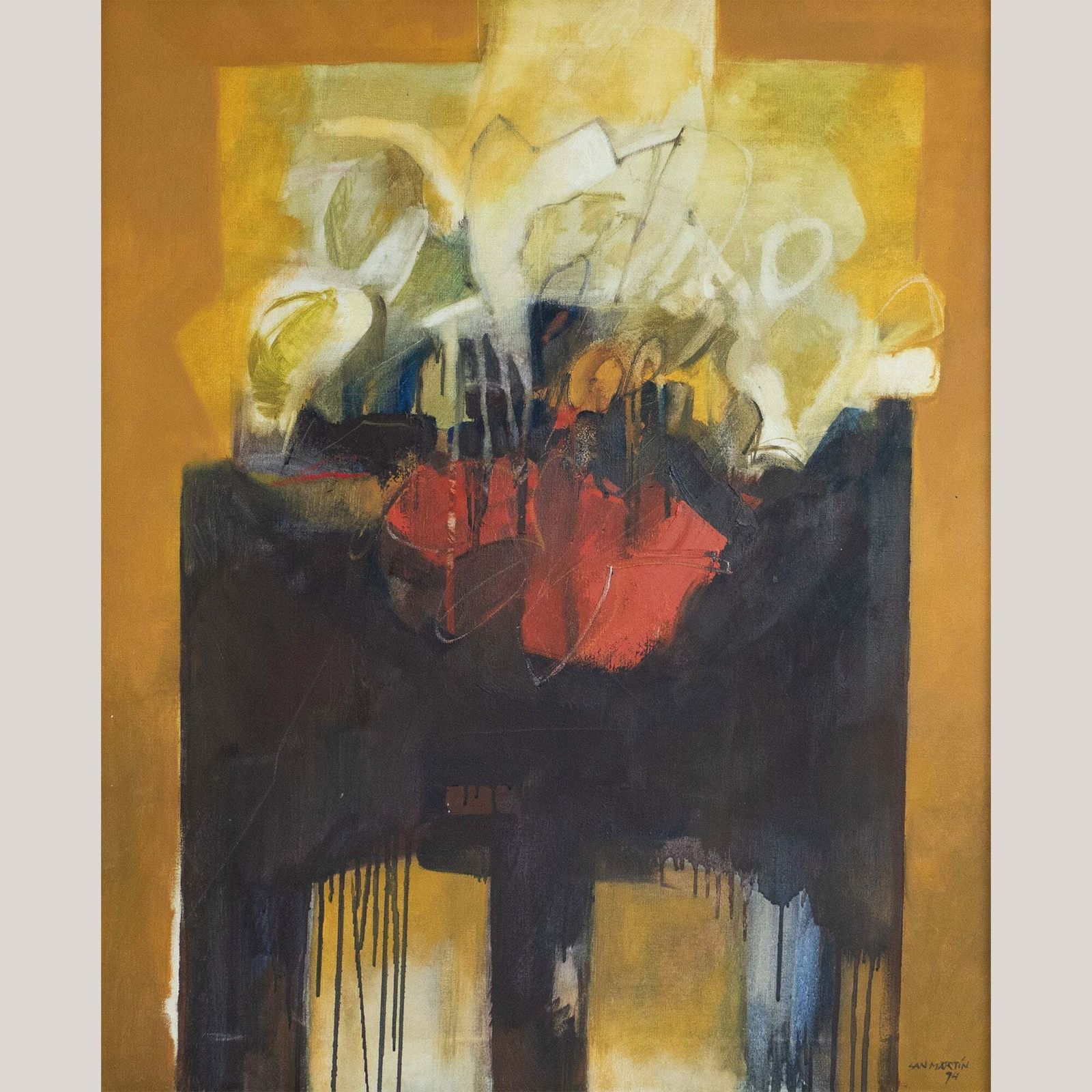Abstracte Compositie Met Floraal Motief – Mogelijk Van Antonio San Martín