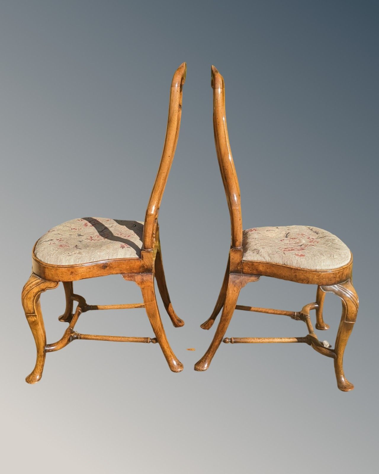 Fine Pair Of Queen Anne Walnut Chairs By Charles Tozer photo for sale
