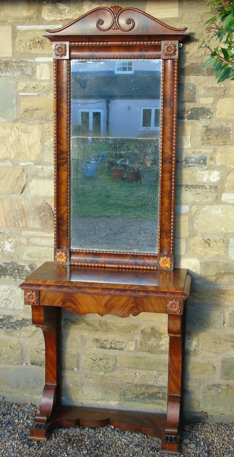 19th Century French Mahogany Console Table & Mirror En Suite.
