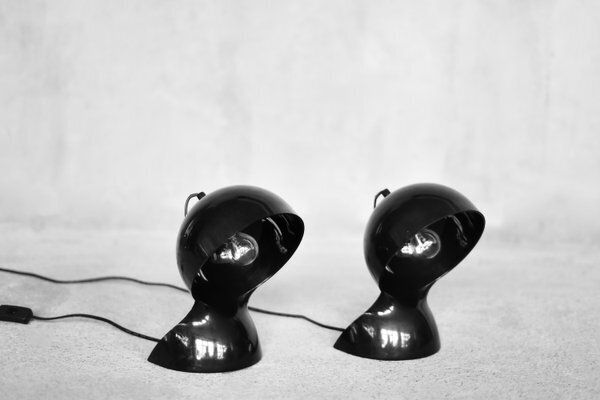 Vintage Modern Black Dalù Table Lamp By Vico Magistretti For Artemide, 1960s, Set Of 2