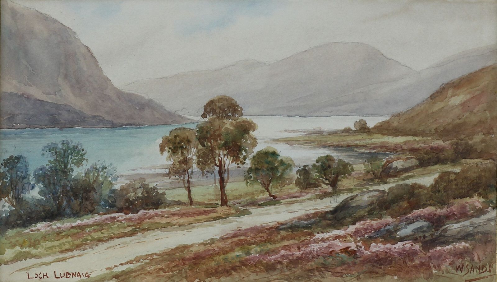 Watercolour By Thomas Herbert Victor. Loch Lubnaig. Signed W. Sands photo furniture