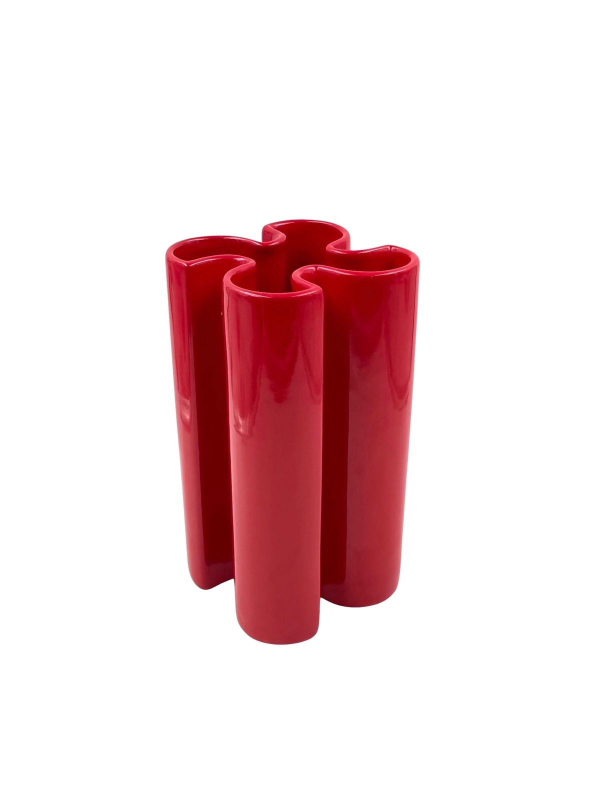 photo vinterior Franco Bettonica, Space Age Rare Red Ceramic Vase, Gabbianelli Italy Ca. 1970