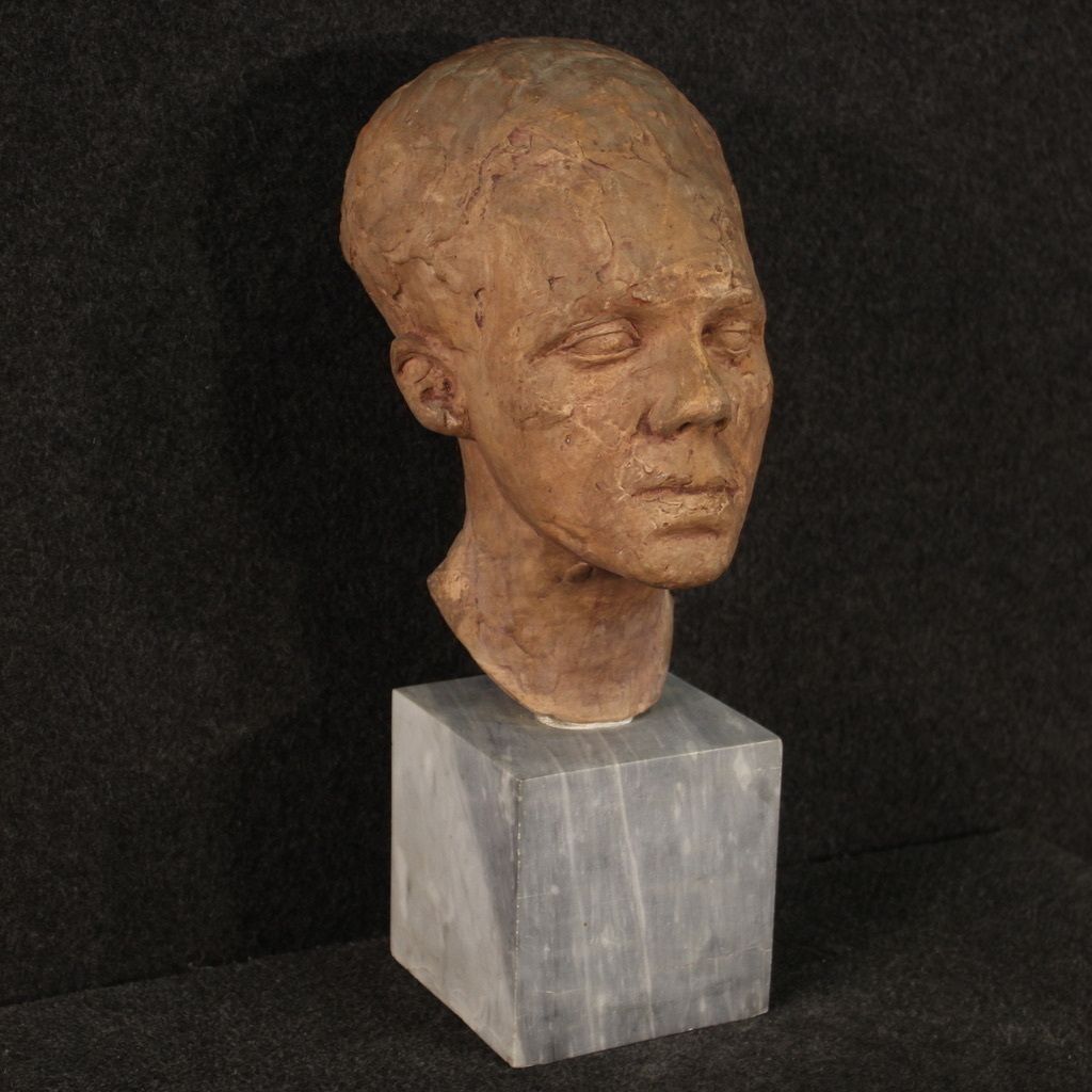 Terracotta Sculpture With Marble Base From The 20th Century photo 800.0