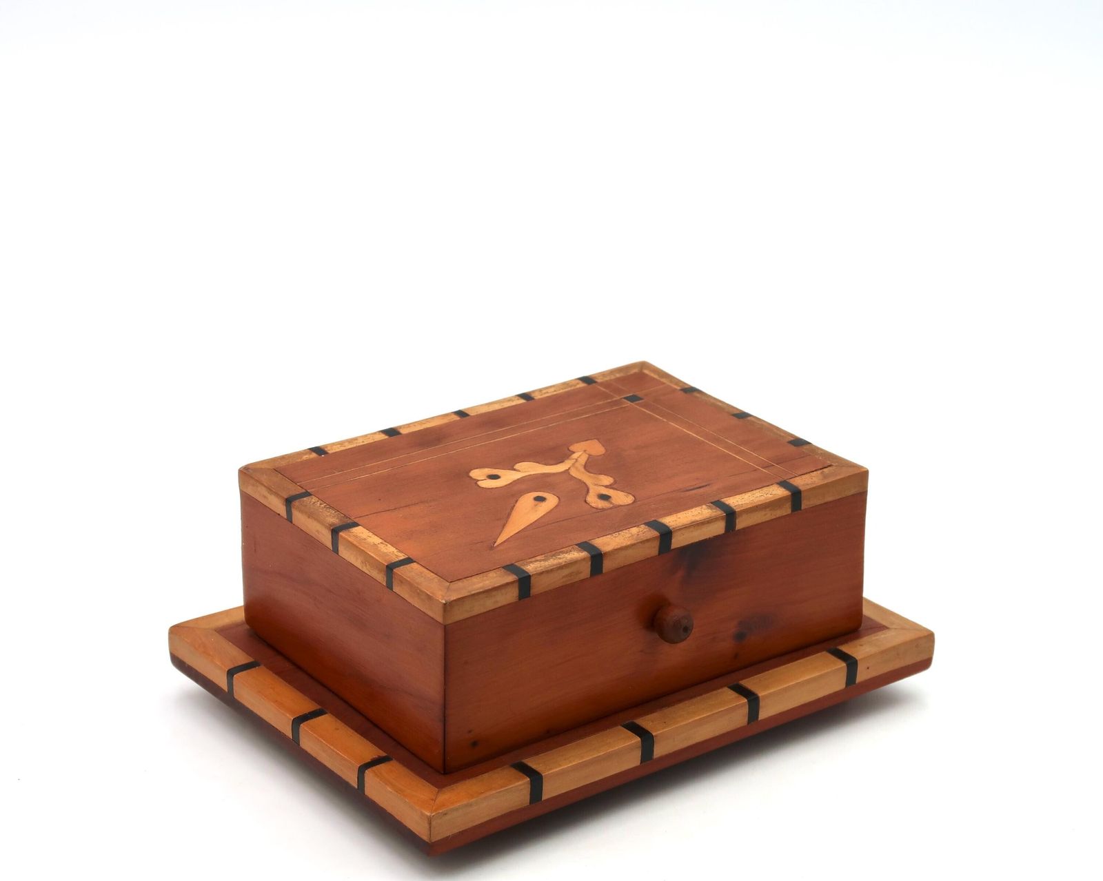 French Wood Marquetry Cigarette Dispenser, 1950s / Desk, Men Gift, Smoker, Box, Storage photo furniture