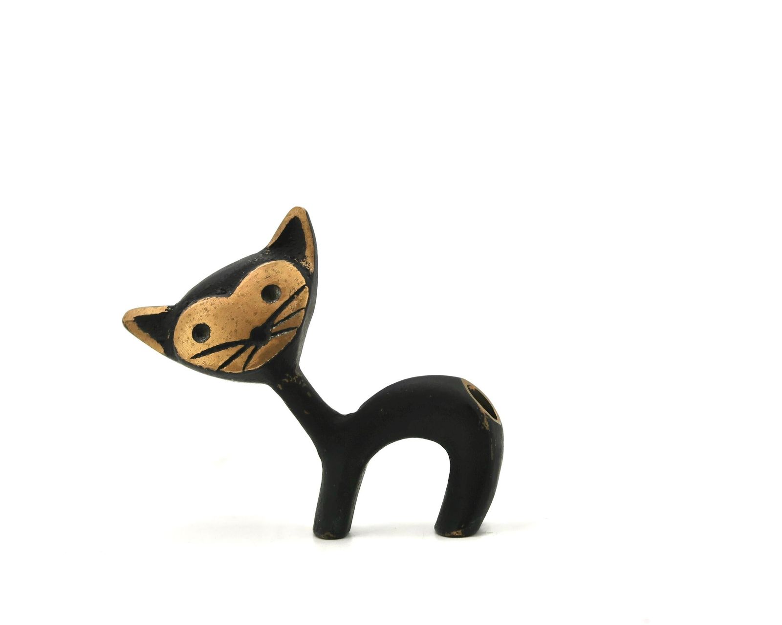 Walter Bosse Oostenrijkse Bronzen Kattenpennenhouder, Ca. Jaren 1950 / Bureau, Dierensculptuur, Modernistisch