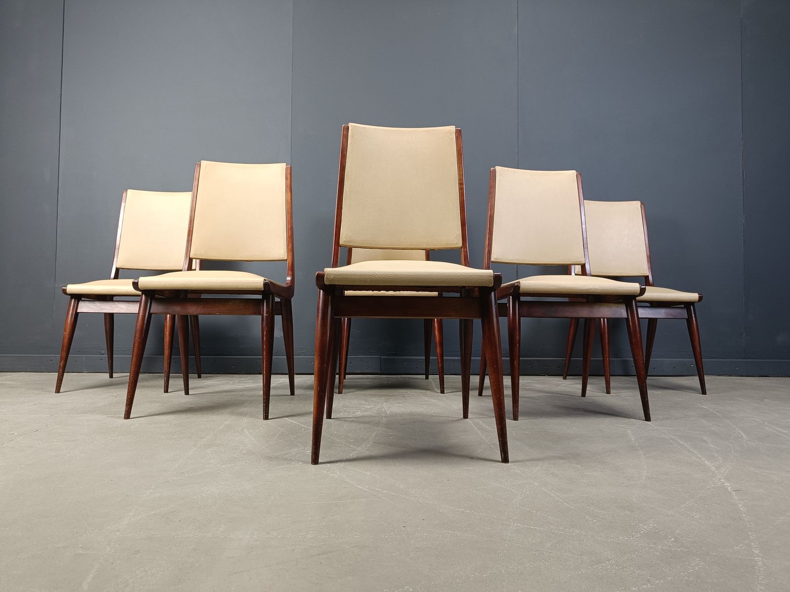 Mid Century Italian Dining Chairs, 1950s   Set Of 6 photo for sale