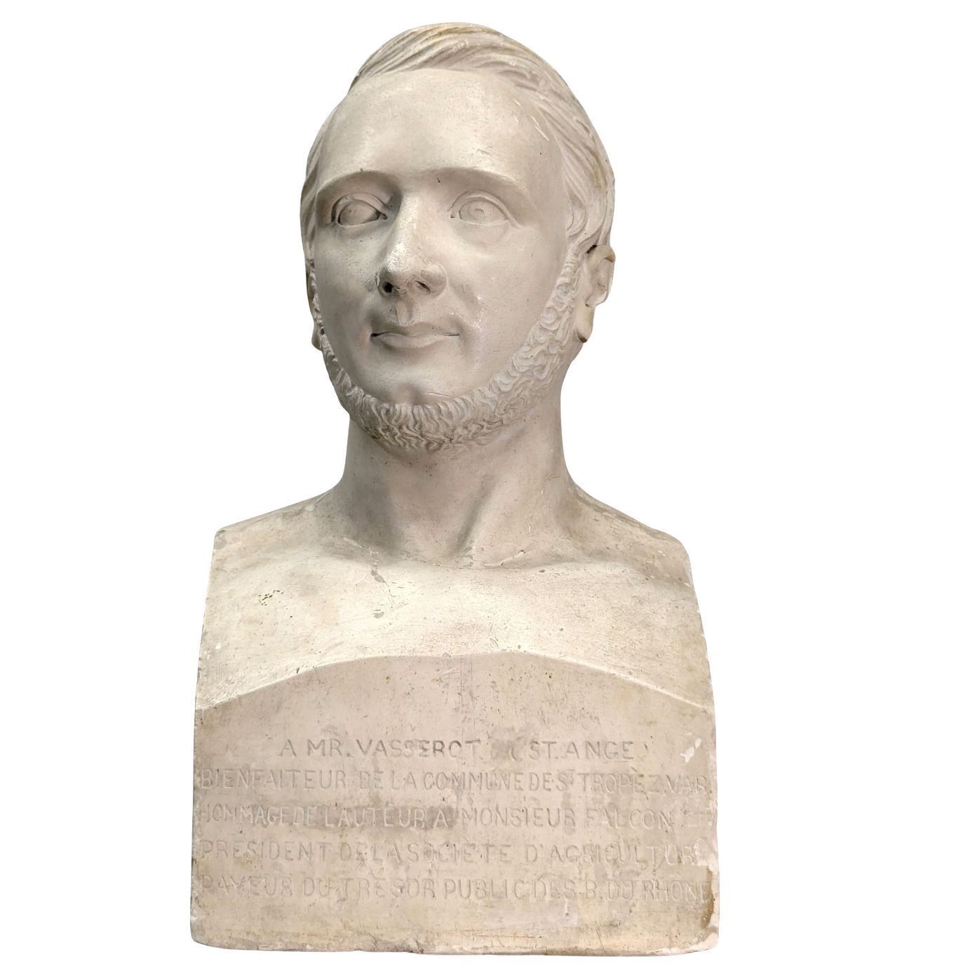 19th Century Plaster Bust Signed Escursan, Spirit Of Aix, 19th Century