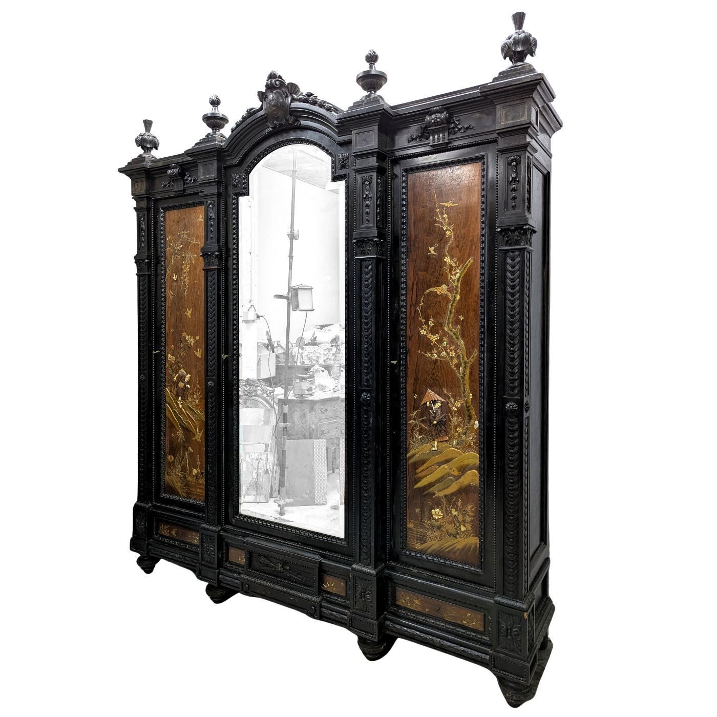 Napoleon III Armoire Decorated With Lacquer Panels And Japanese Inlays, Meiji Period photo furniture