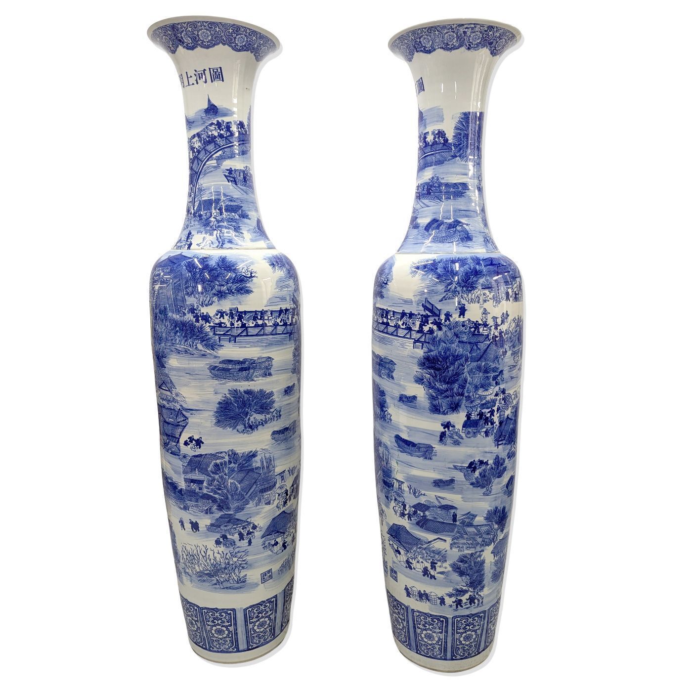 Important Pair Of Blue And White Porcelain Baluster Vases – China, 20th Century photo furniture