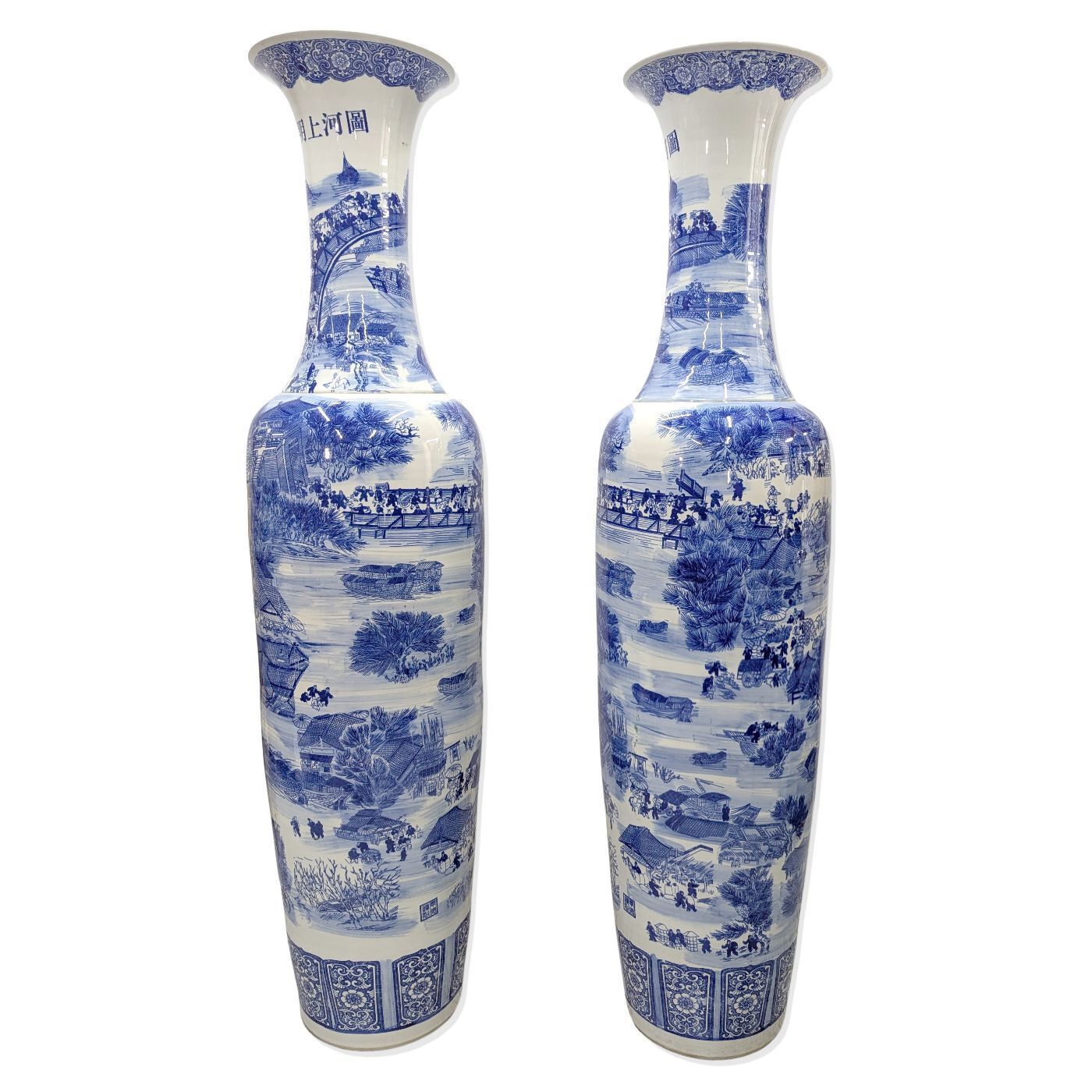 Important Pair Of Blue And White Porcelain Baluster Vases – China, 20th Century photo Home Decor