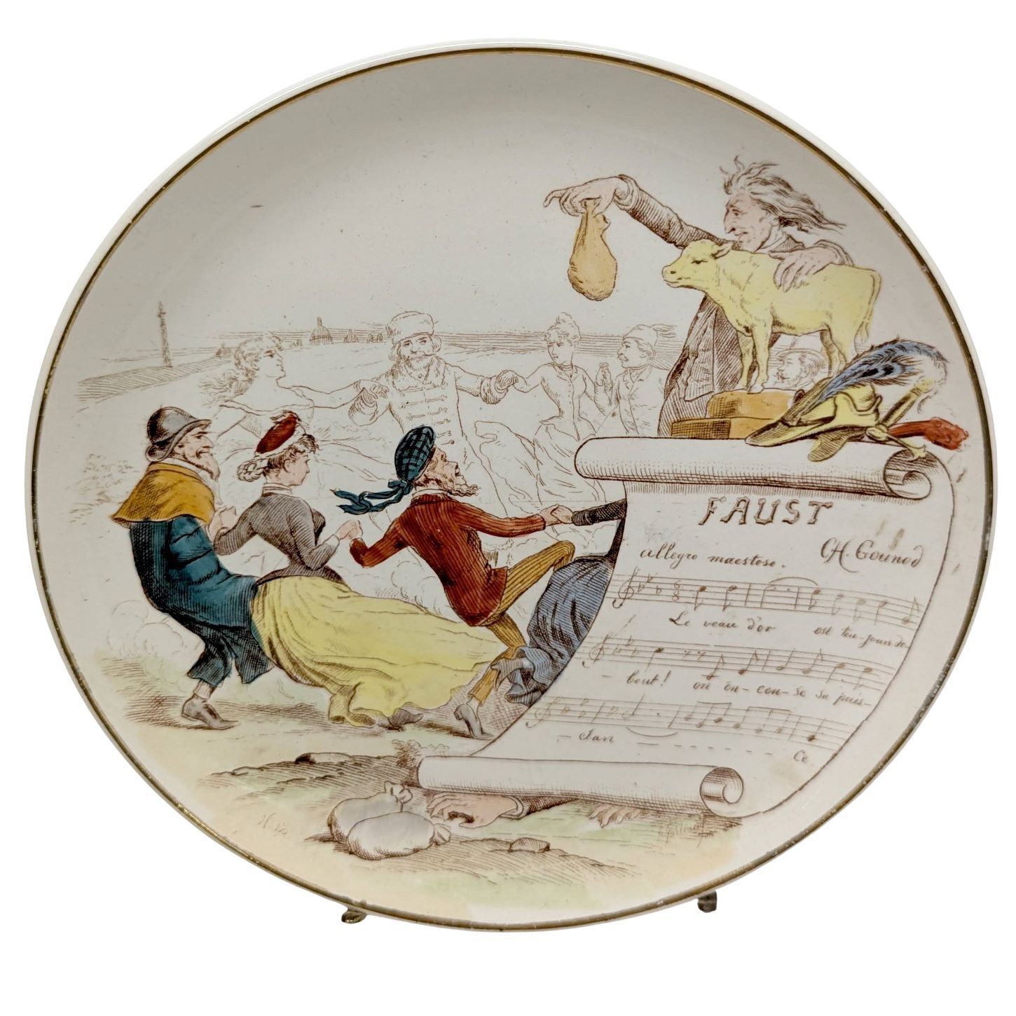 Rare Set Of Six Illustrated Plates – “Musical Subjects” France, Creil Montereau (Attributed), Circa 1880 1900 photo buy