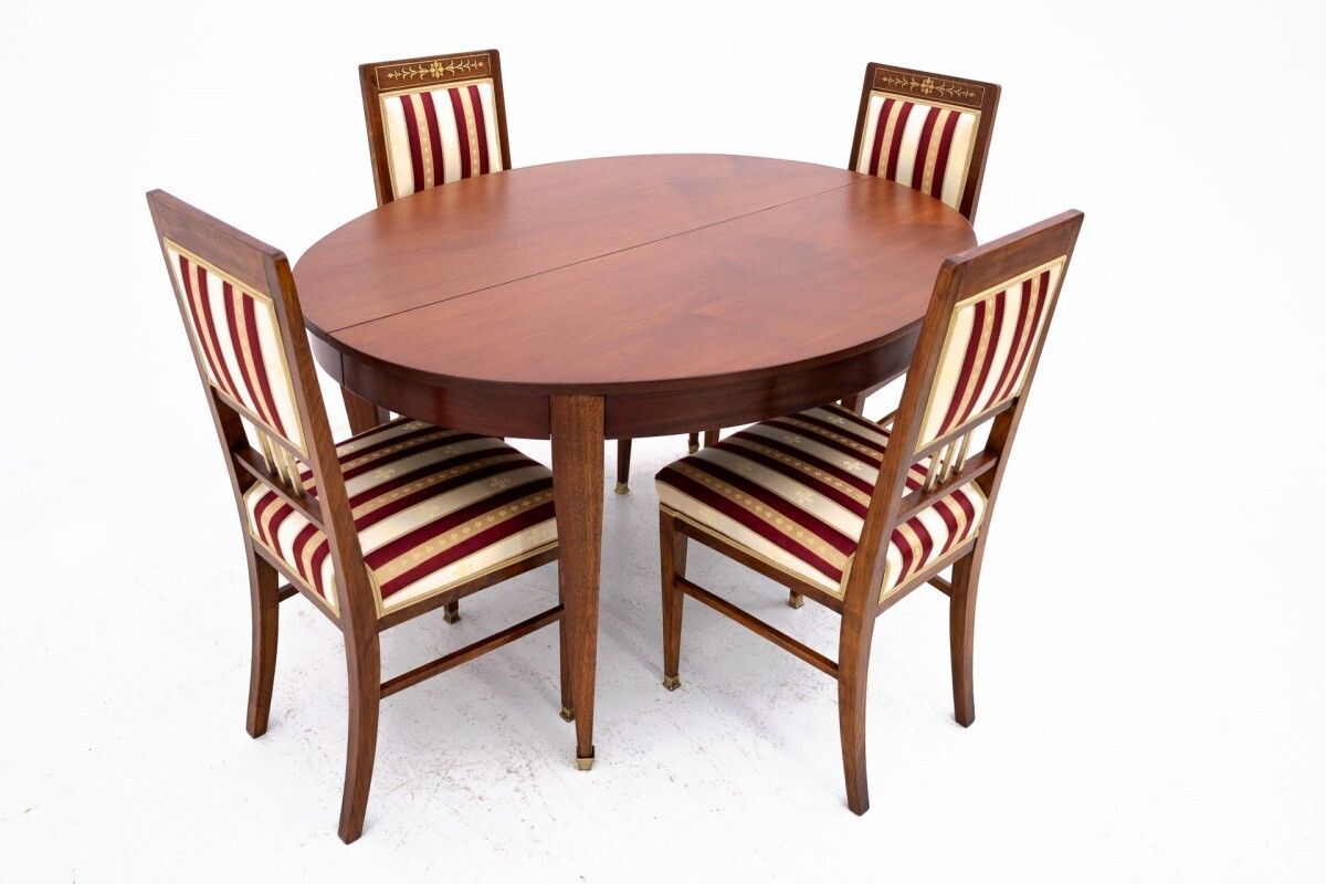 Table With Chairs In Empire Style, France. After Renovation. photo for sale