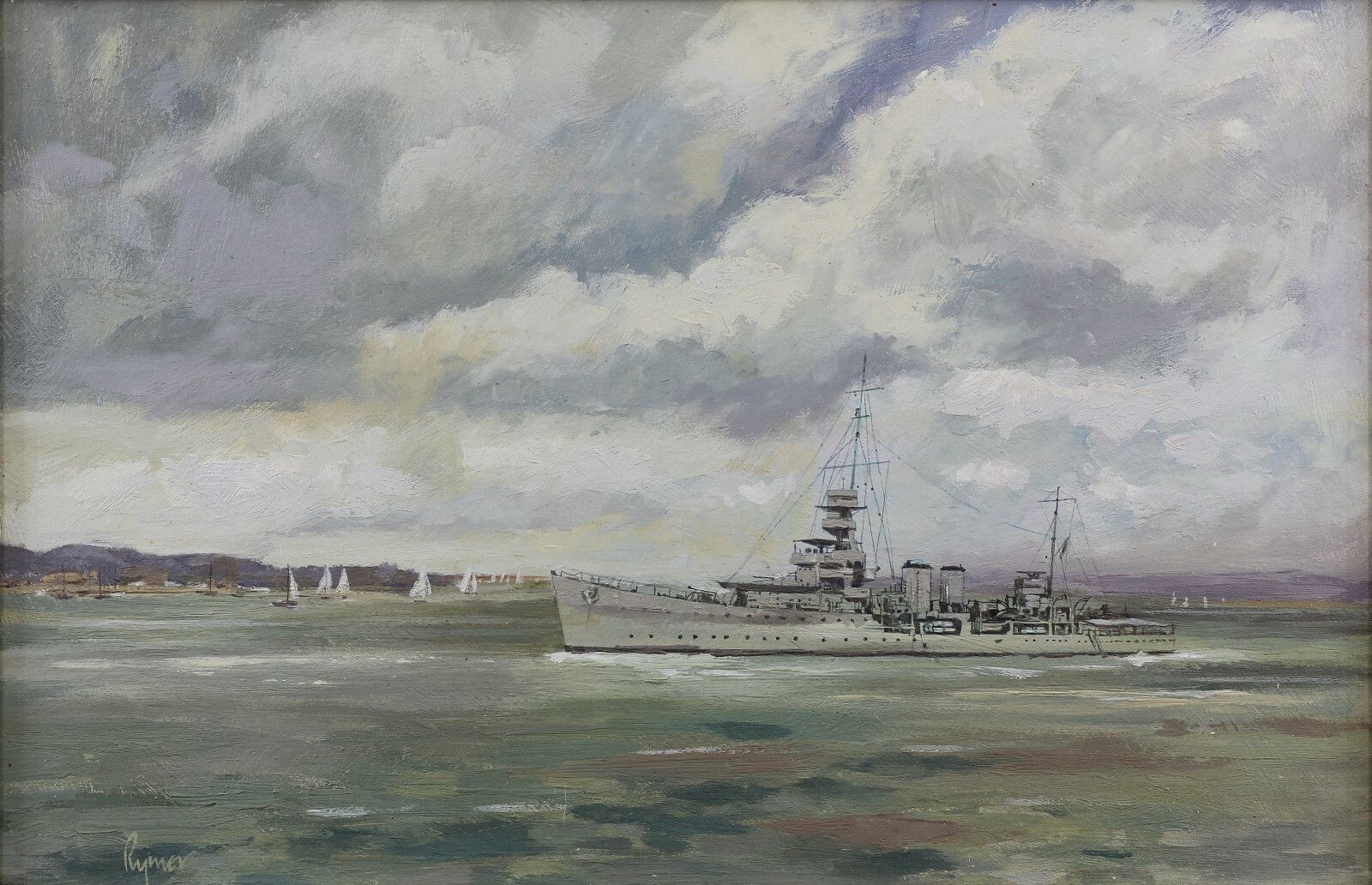 Oil On Board Of Hms Cossack By Thomas Rymer. photo furniture