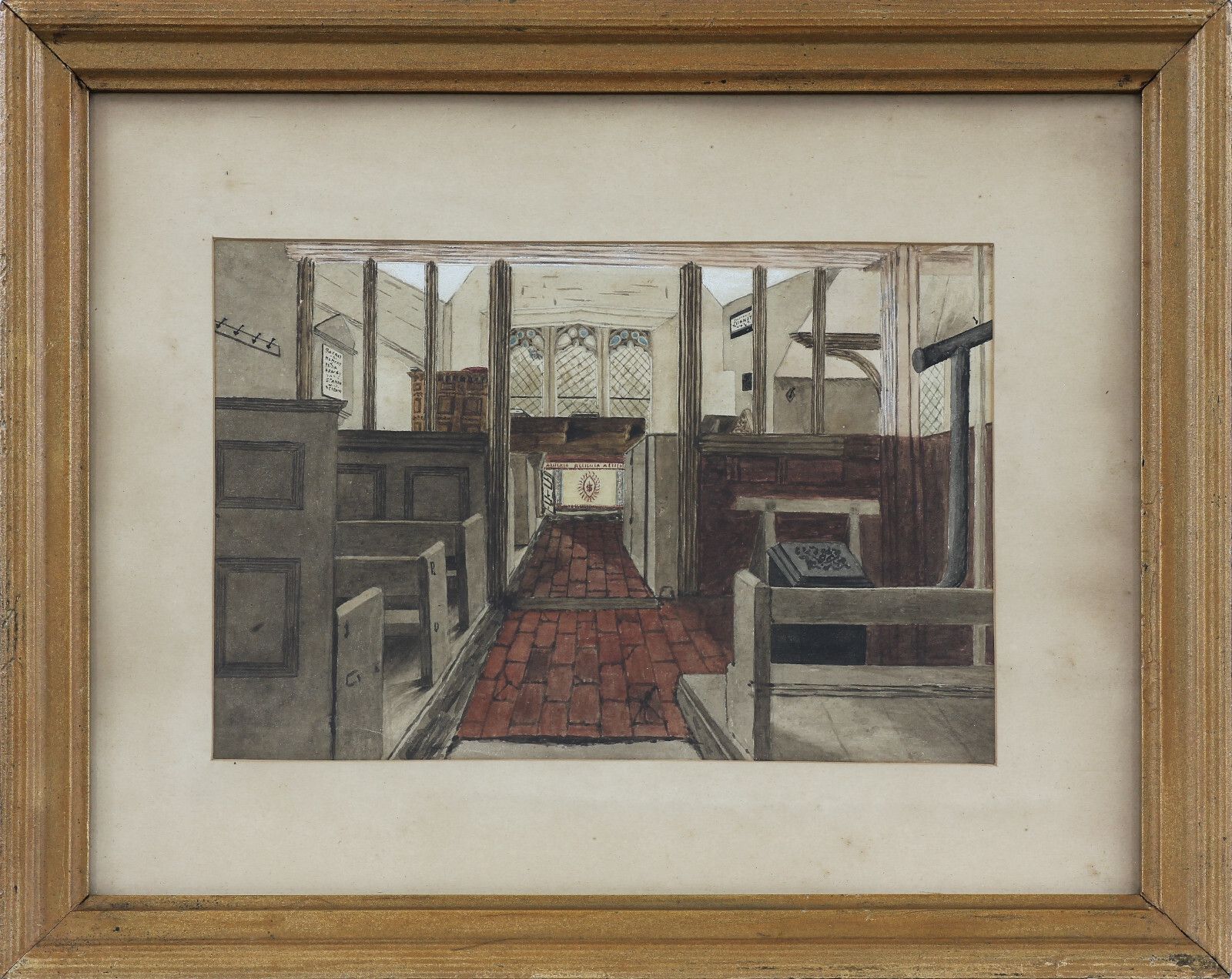 Unsigned Watercolour Of Dale Abbey Church photo for sale