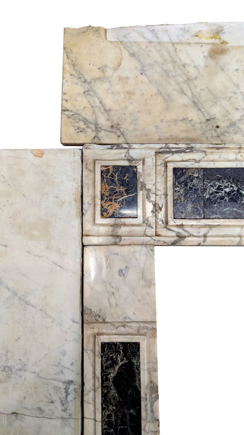 Ceremonial Fireplace In White Marble With Polychrome Inlays, France, Late 18th Century photo for sale