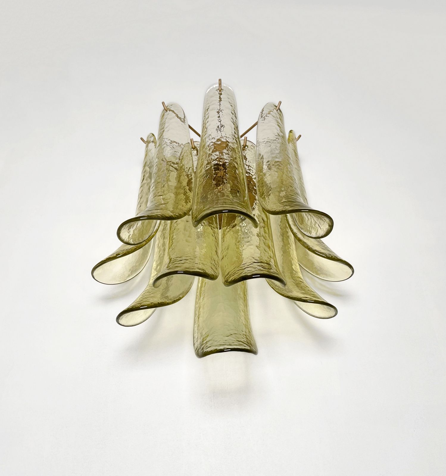 Pair Of Vintage Italian Murano Wall Lights   Mazzega   10 Green Glasses photo buy
