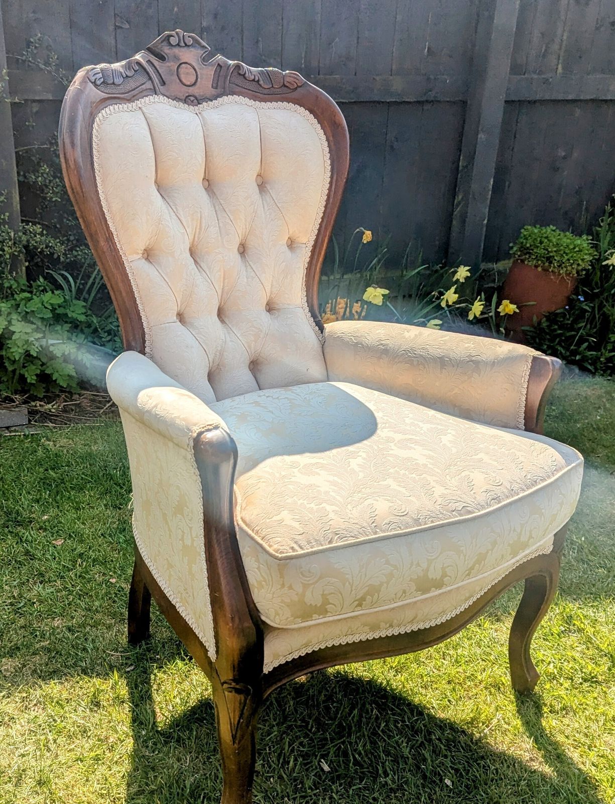Reproduction Victorian Spoon Back Pair Of Armchairs