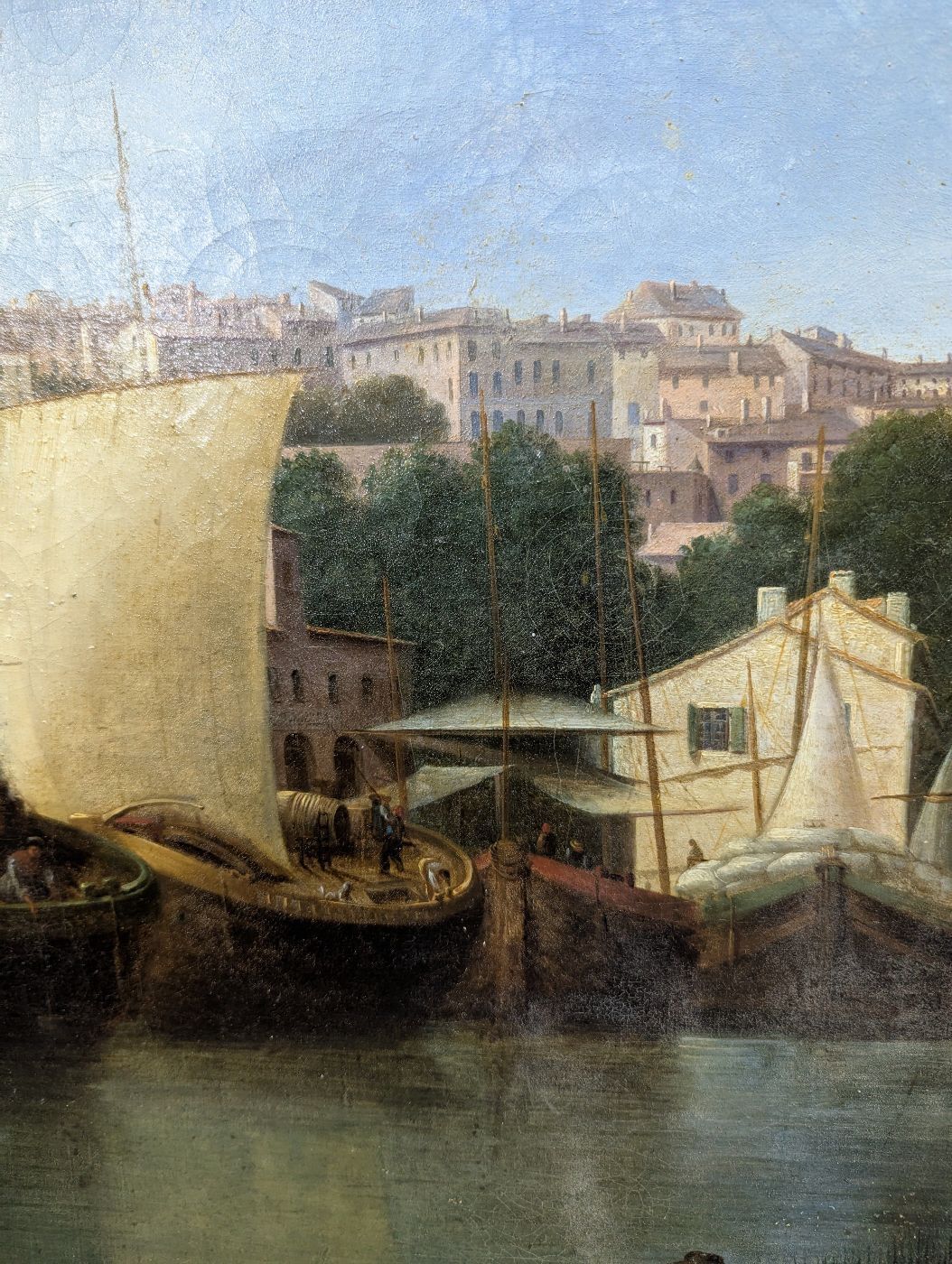 photo for sale Béziers Cathedral Landscape Oil On Panel 18th Century