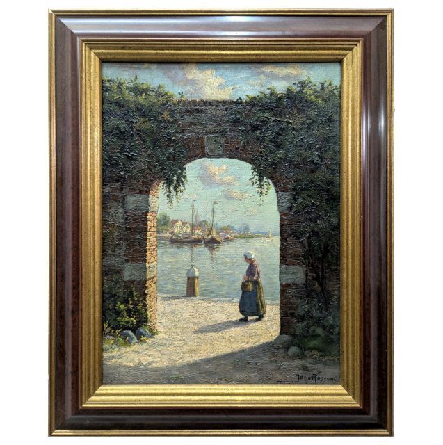 Jacob Van Rossum – Seascape Through An Arch, Oil On Canvas, Circa 1900