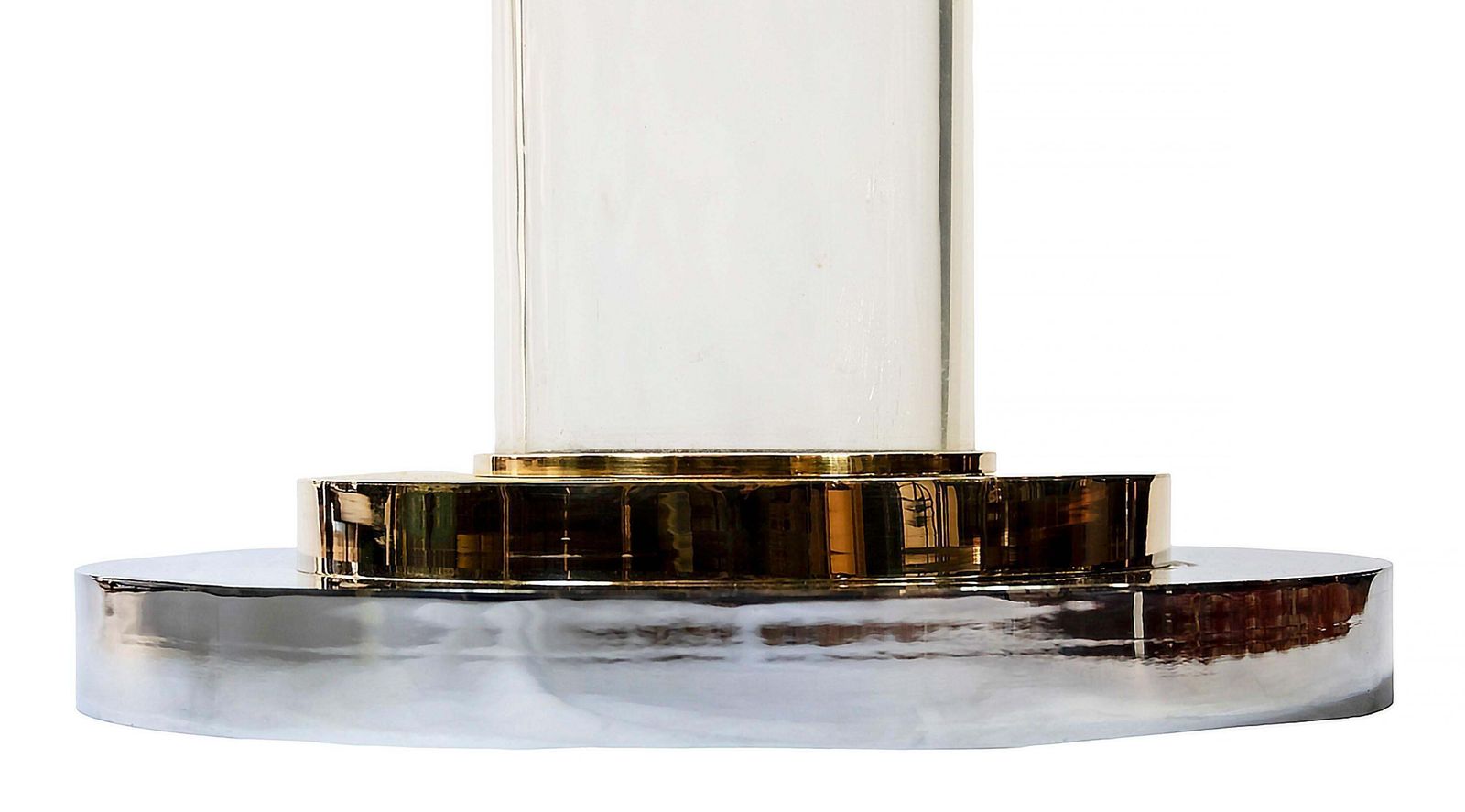 Italian Brass, Chrome And Lucite Table Base Signed Romeo Rega, From, 1970s photo Furniture