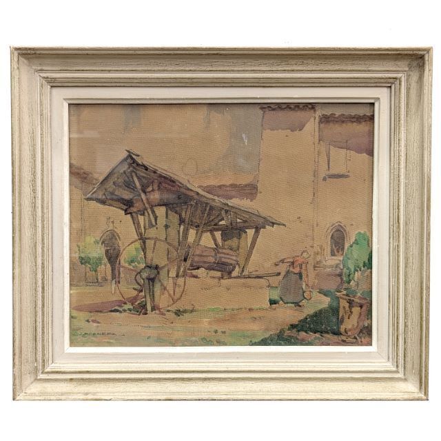 Watercolor At The Farm Under The Covered Playground By Jf Canepa