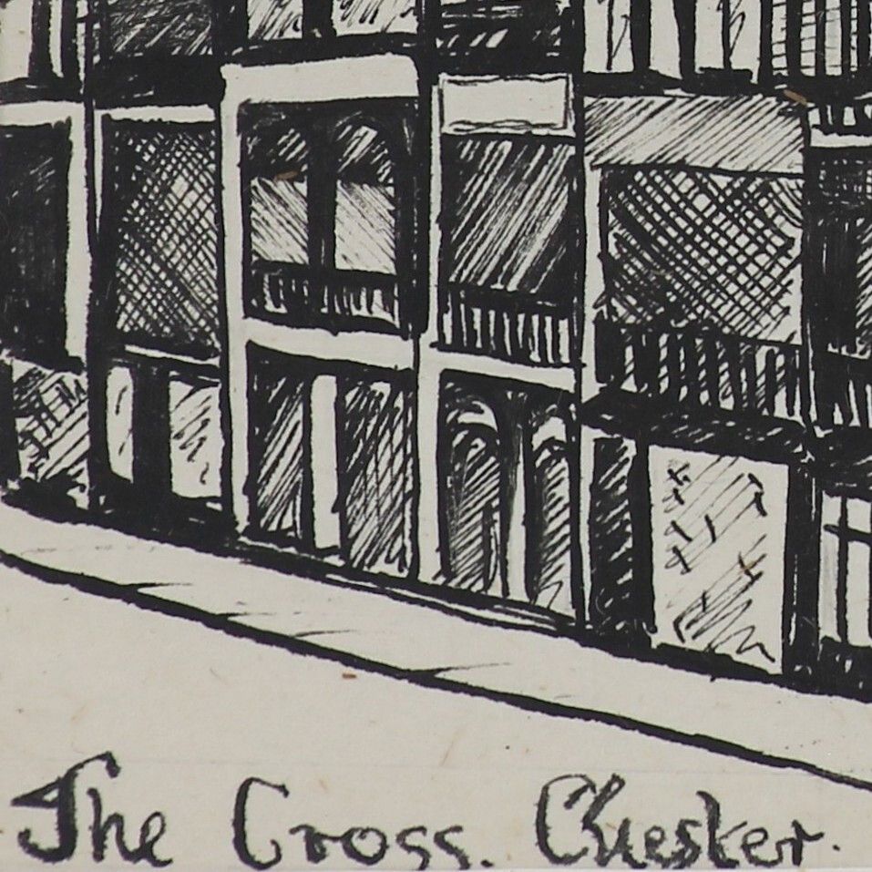 Pen And Ink Drawing Possibly By Marjorie Slade. Titled "The Cross Chester" photo Art