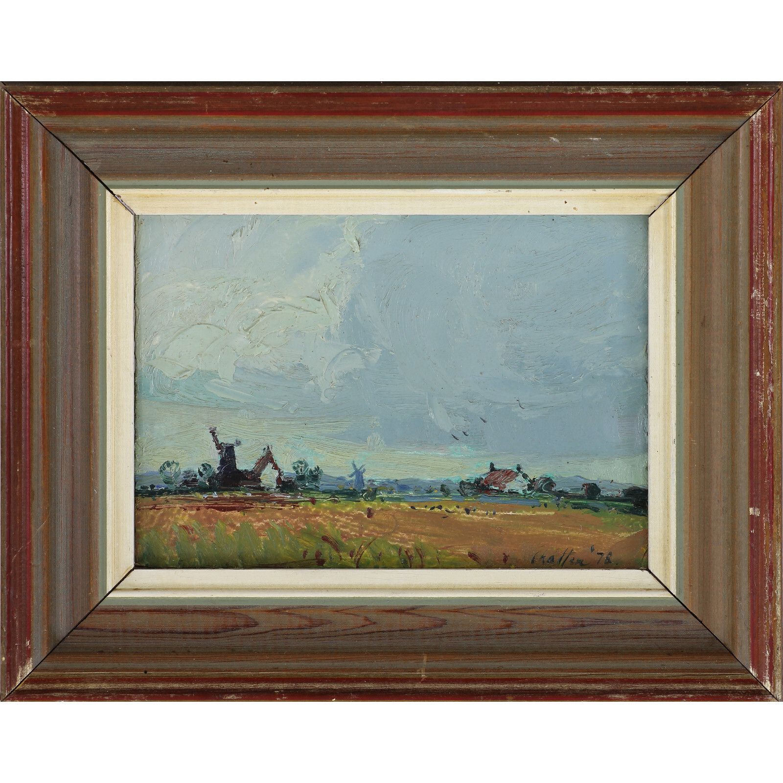 Oil On Board By Geoffrey Chatten. Norfolk Windmills