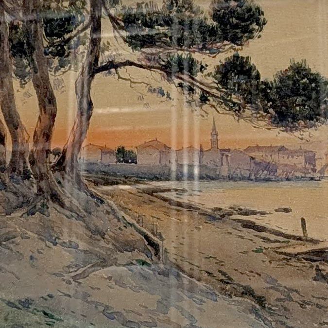 Alphonse Rey (Active Early 20th Century) Berre Pond, Evening photo for sale