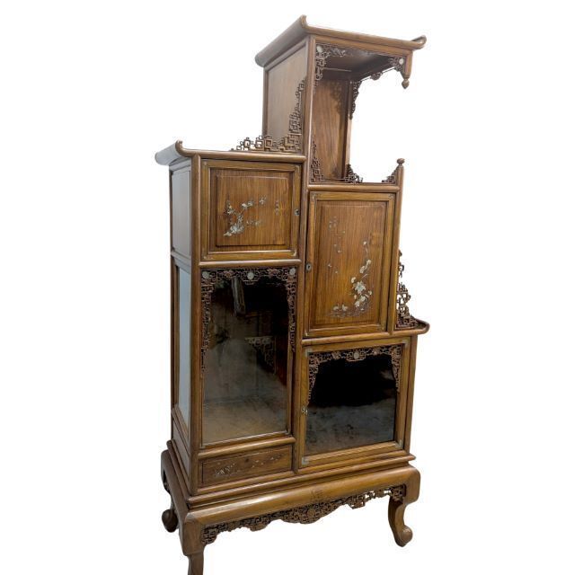 Indochinese Cabinet Inlaid With Mother Of Pearl, Silver And Copper photo for sale