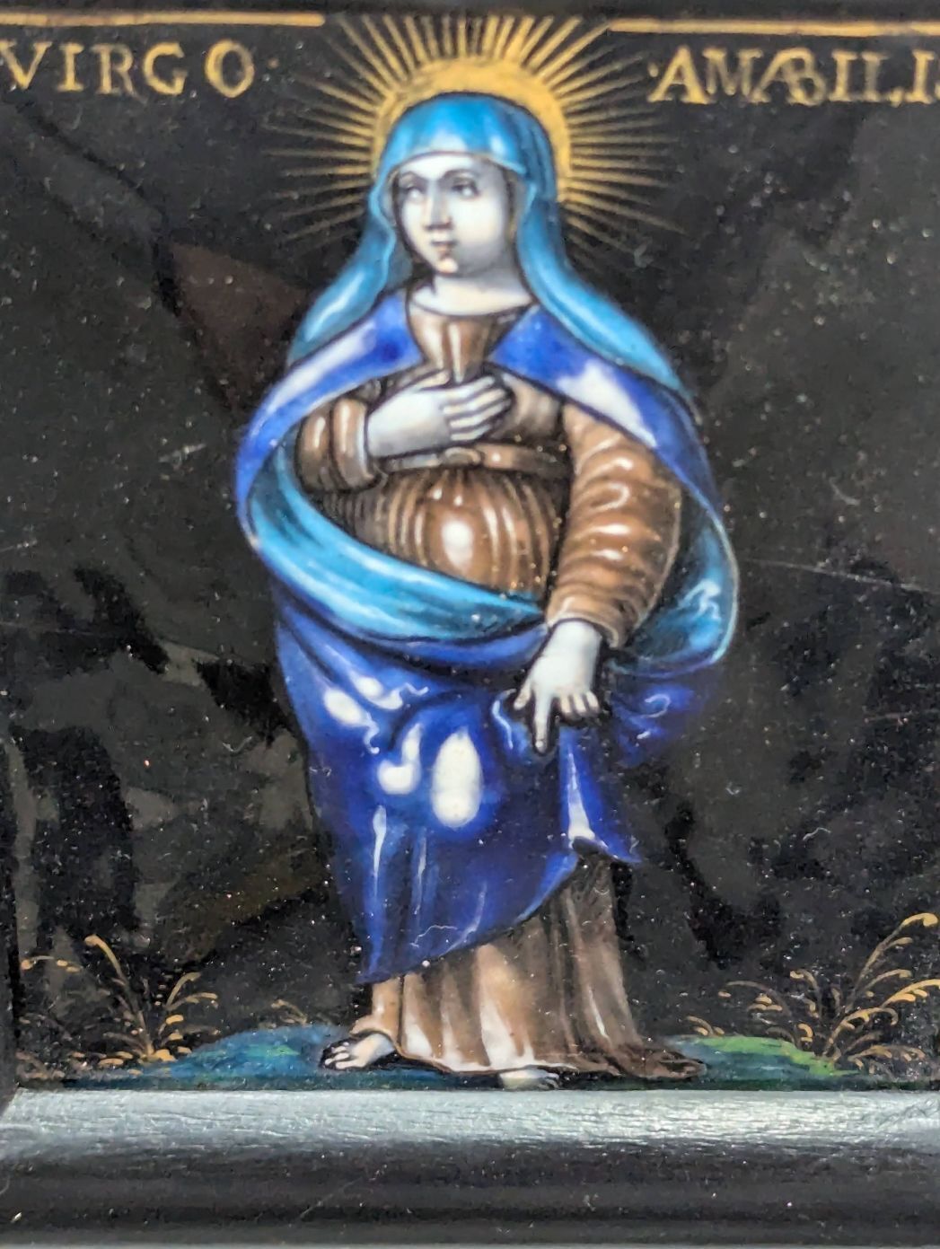 19th Century Limoges Email Of The Holy Virgin Mary photo furniture