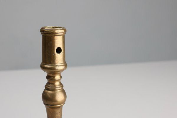 Antique French Haute Epoque Copper Candlestick photo for sale