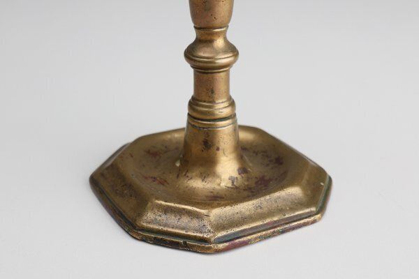 Antique French Haute Epoque Copper Candlestick photo vintage
