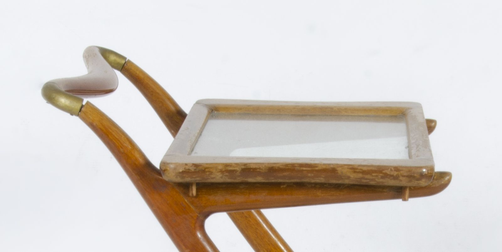 Mid 20th Century Modern Wood Serving Cart/Trolley With Removable Glass Trays Designed By Ico Parisi For Angelo De Baggis, Italy photo Furniture