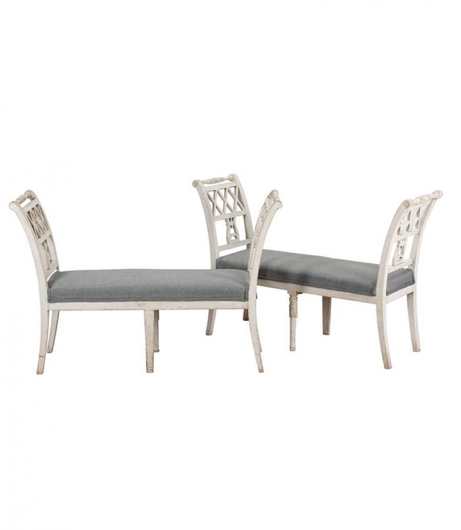 Pair Of 19th Century Swedish Stamped Window Benches photo for sale