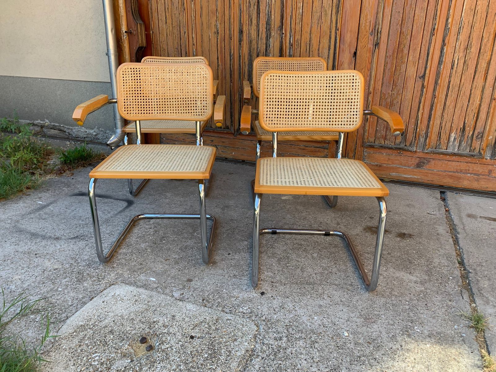 Mid Century Cantilever Chairs Set Of 4 / Marcel Breuer B64 Italian Armchairs / Made In Italy photo for sale