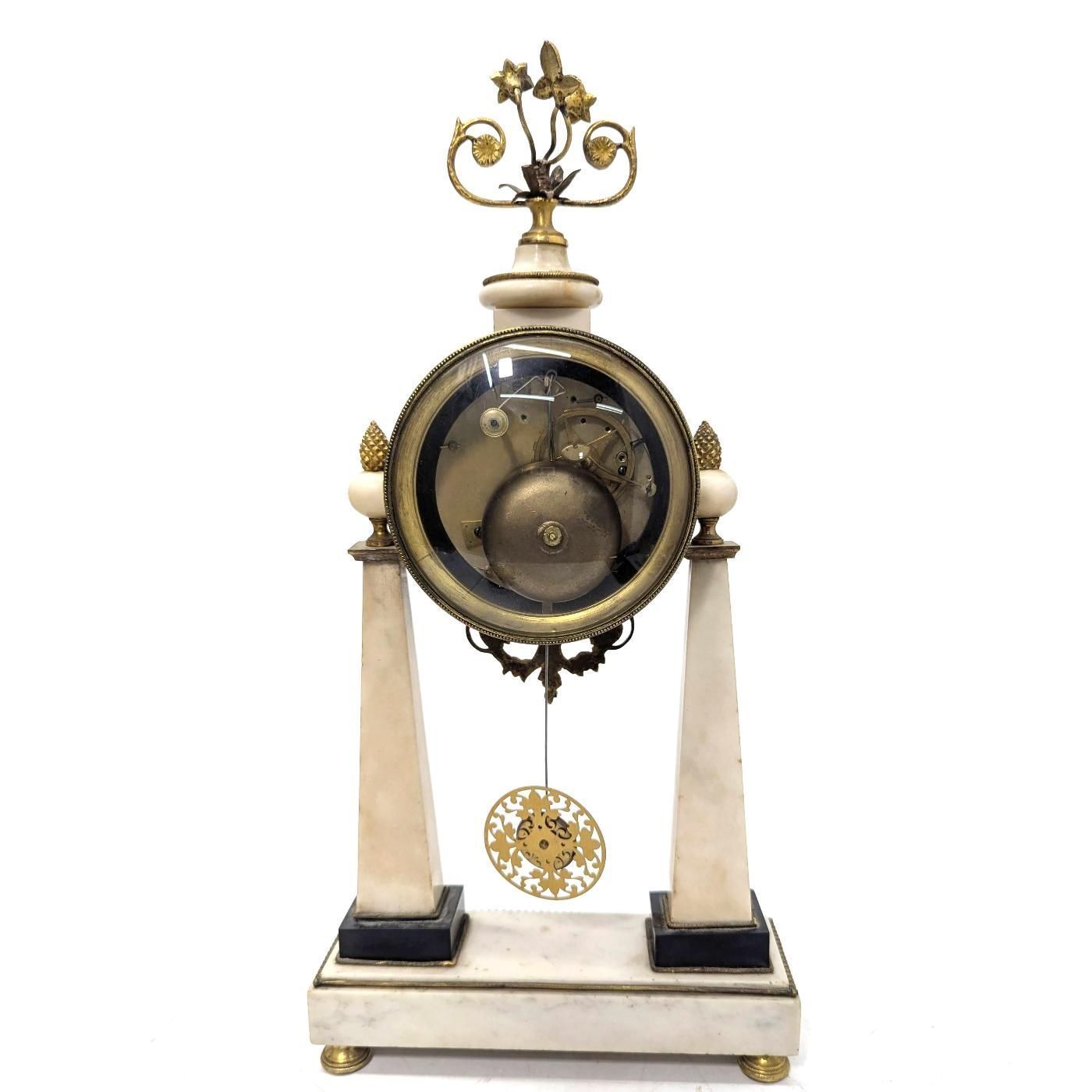 Louis XVI Period Portico Clock In Gilded Bronze And White Marble photo furniture
