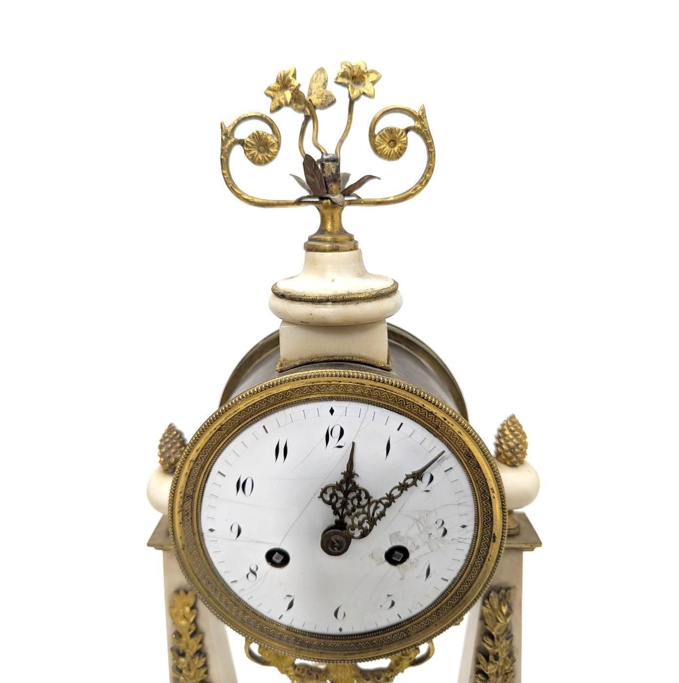Louis XVI Period Portico Clock In Gilded Bronze And White Marble photo Home Decor