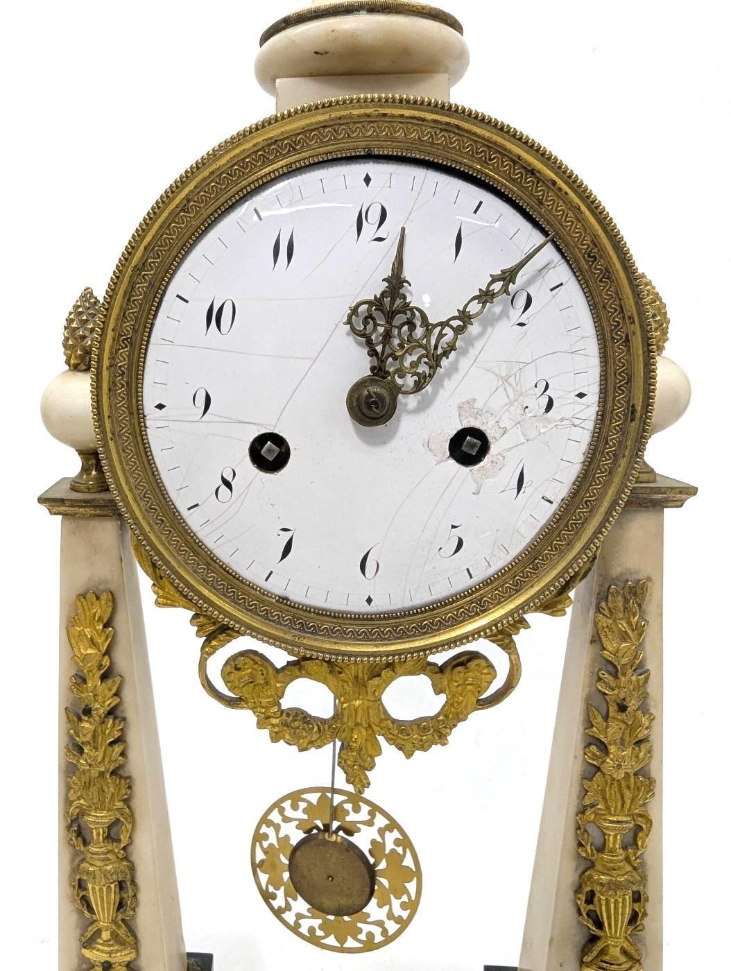 Louis XVI Period Portico Clock In Gilded Bronze And White Marble photo 1049.0