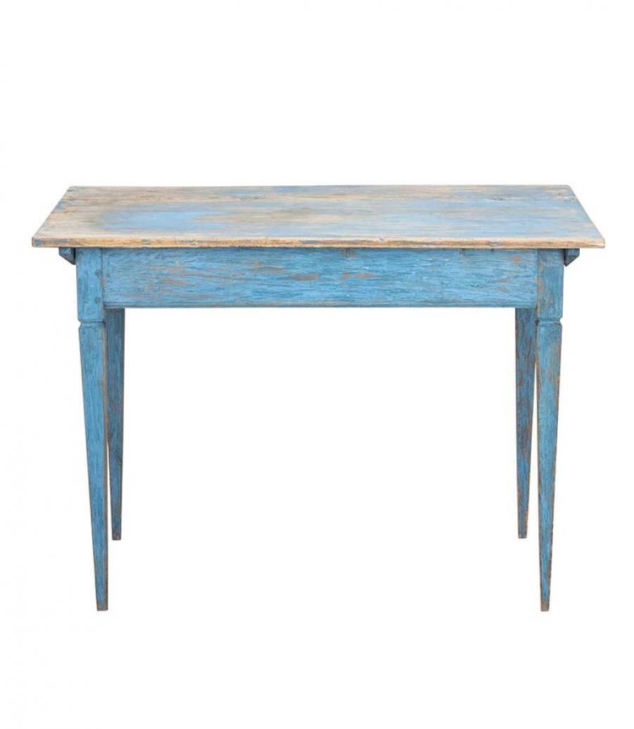 19th Century Swedish Folk Art Table In Original Paint