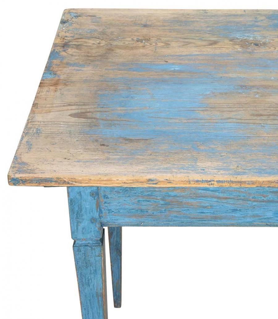 19th Century Swedish Folk Art Table In Original Paint photo Furniture