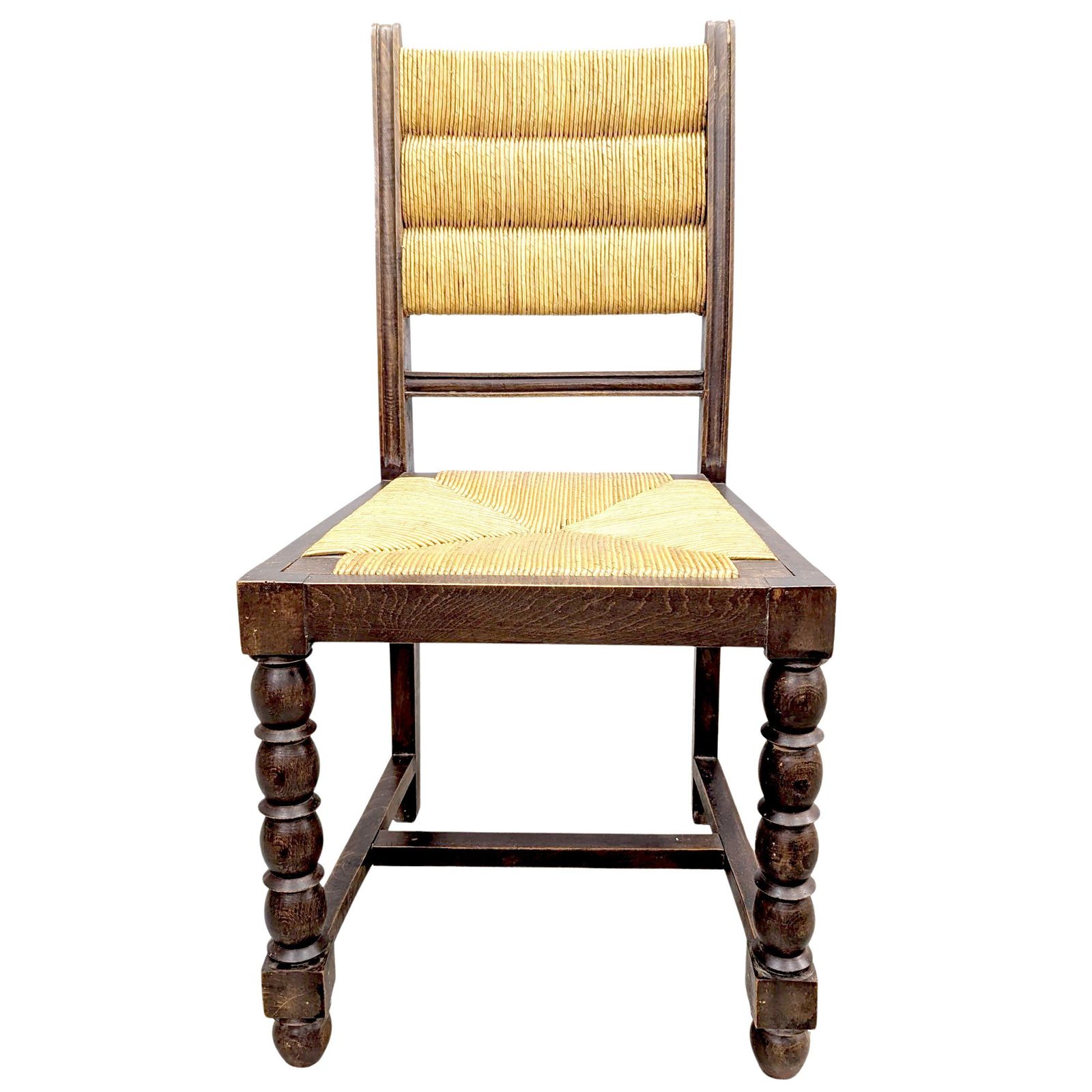 Series Of 6 Turned Wood And Straw Chairs By Charles Dudouyt photo Furniture