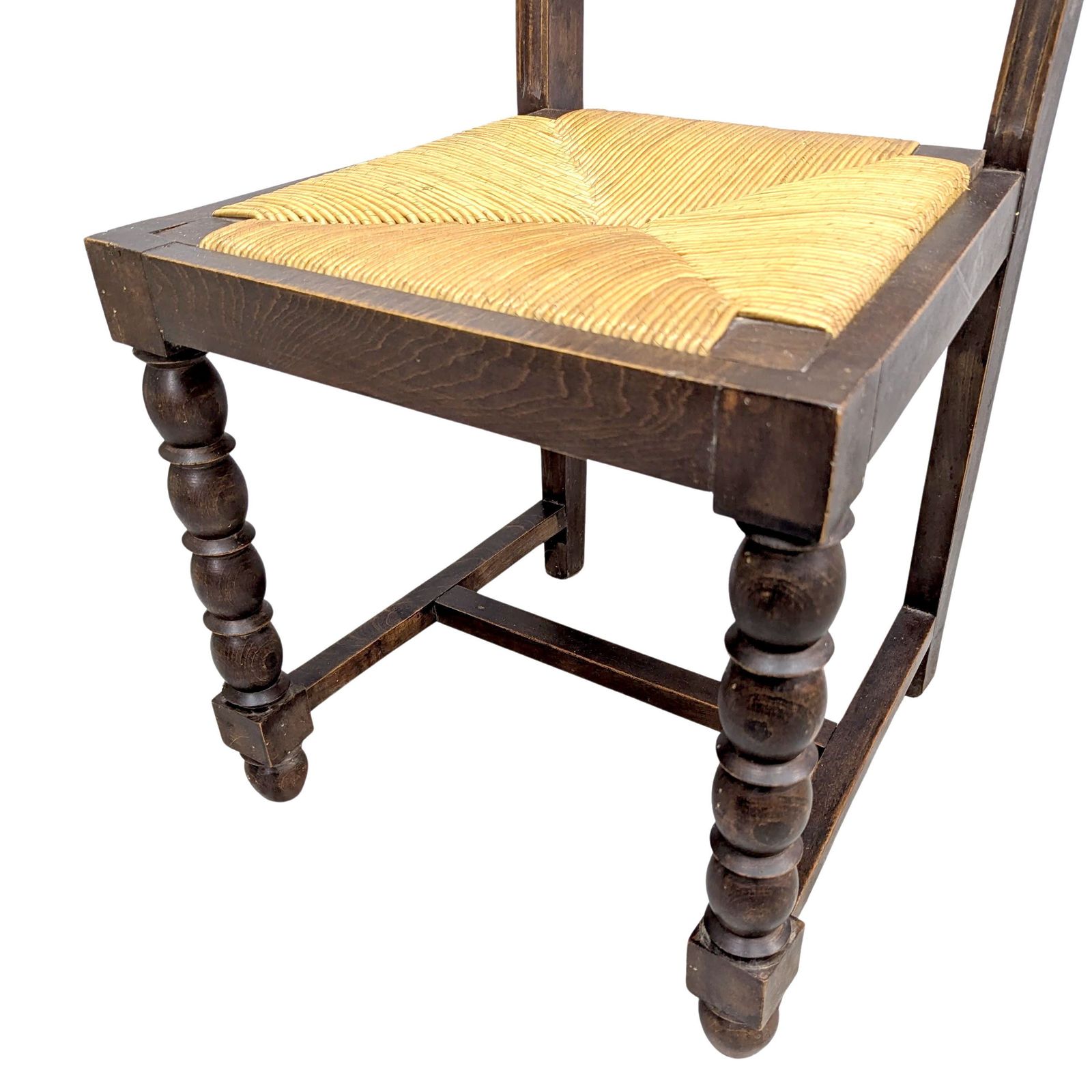 Series Of 6 Turned Wood And Straw Chairs By Charles Dudouyt photo buy