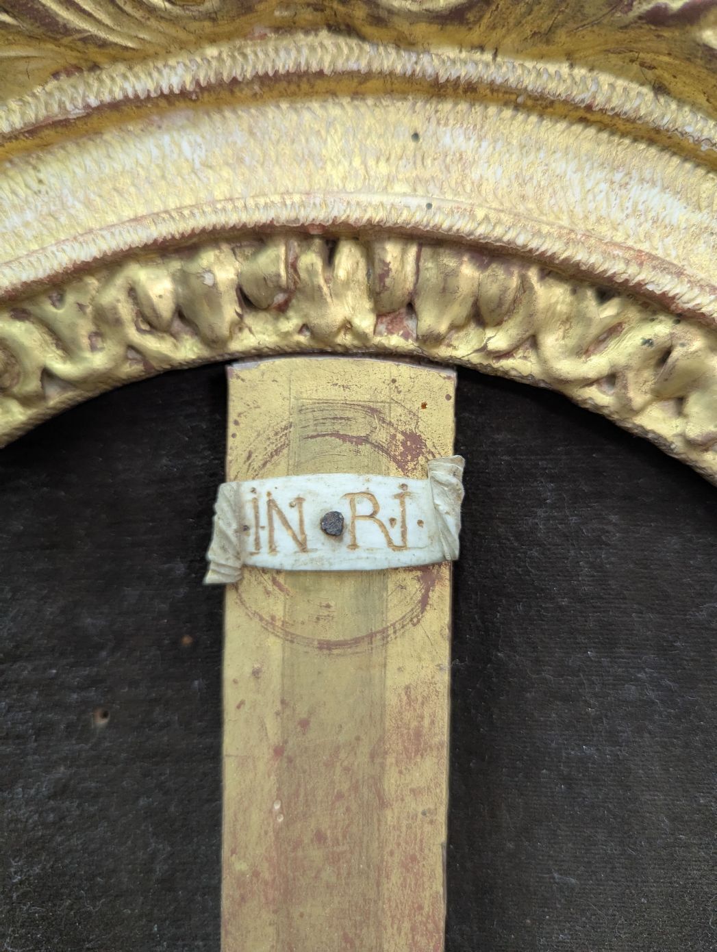 Crucifix In Its 18th Century Gilded Wooden Frame photo for sale