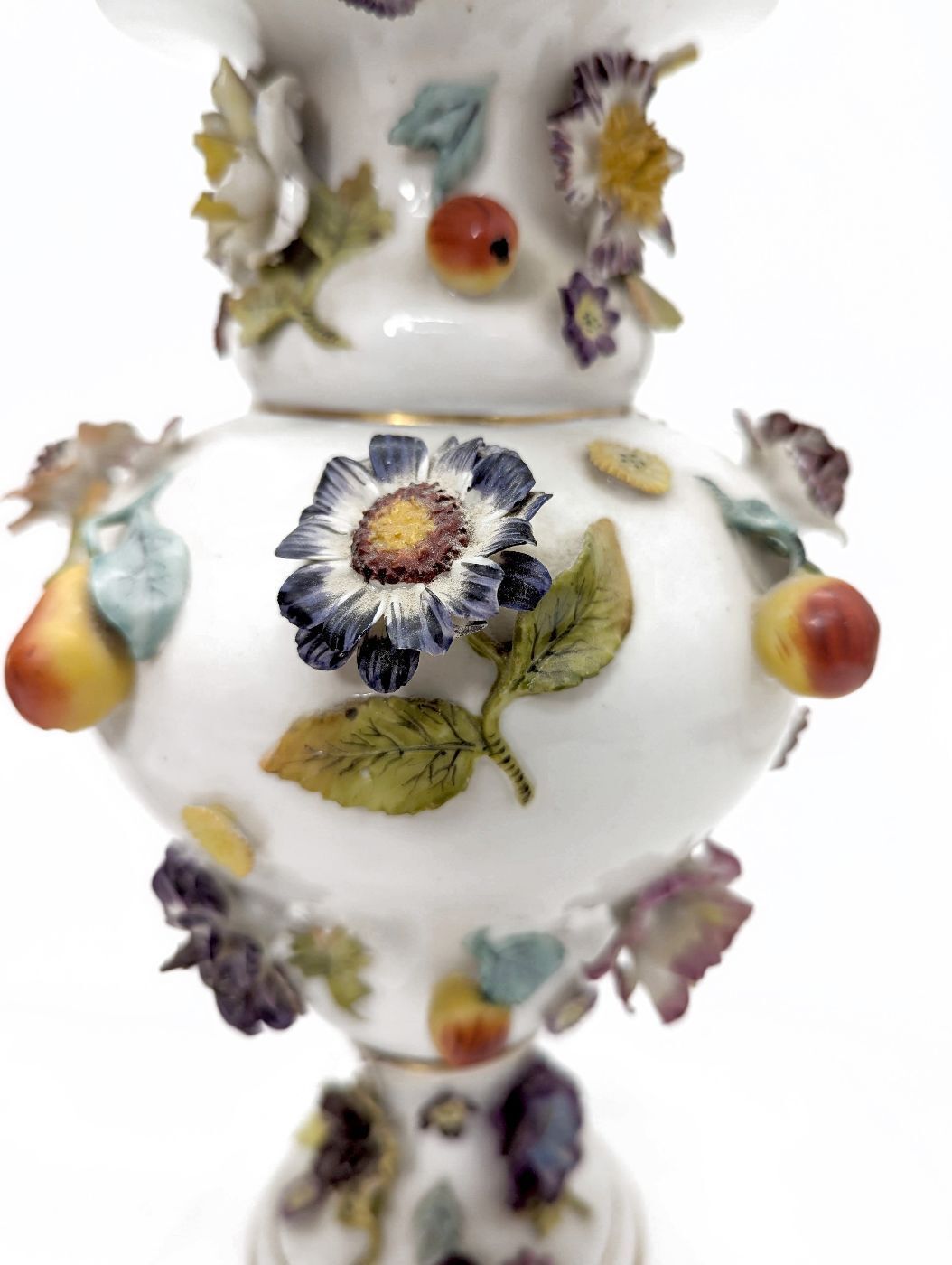 19th Century Saxon Porcelain Flower And Fruit Vases (Pair) photo 2413.0