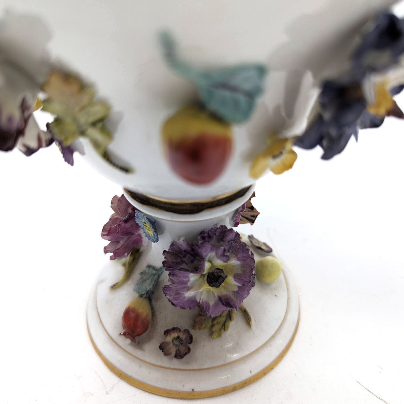 19th Century Saxon Porcelain Flower And Fruit Vases (Pair) photo buy